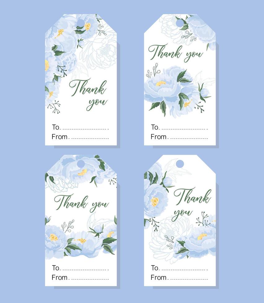 Floral thank you gift tags design vector