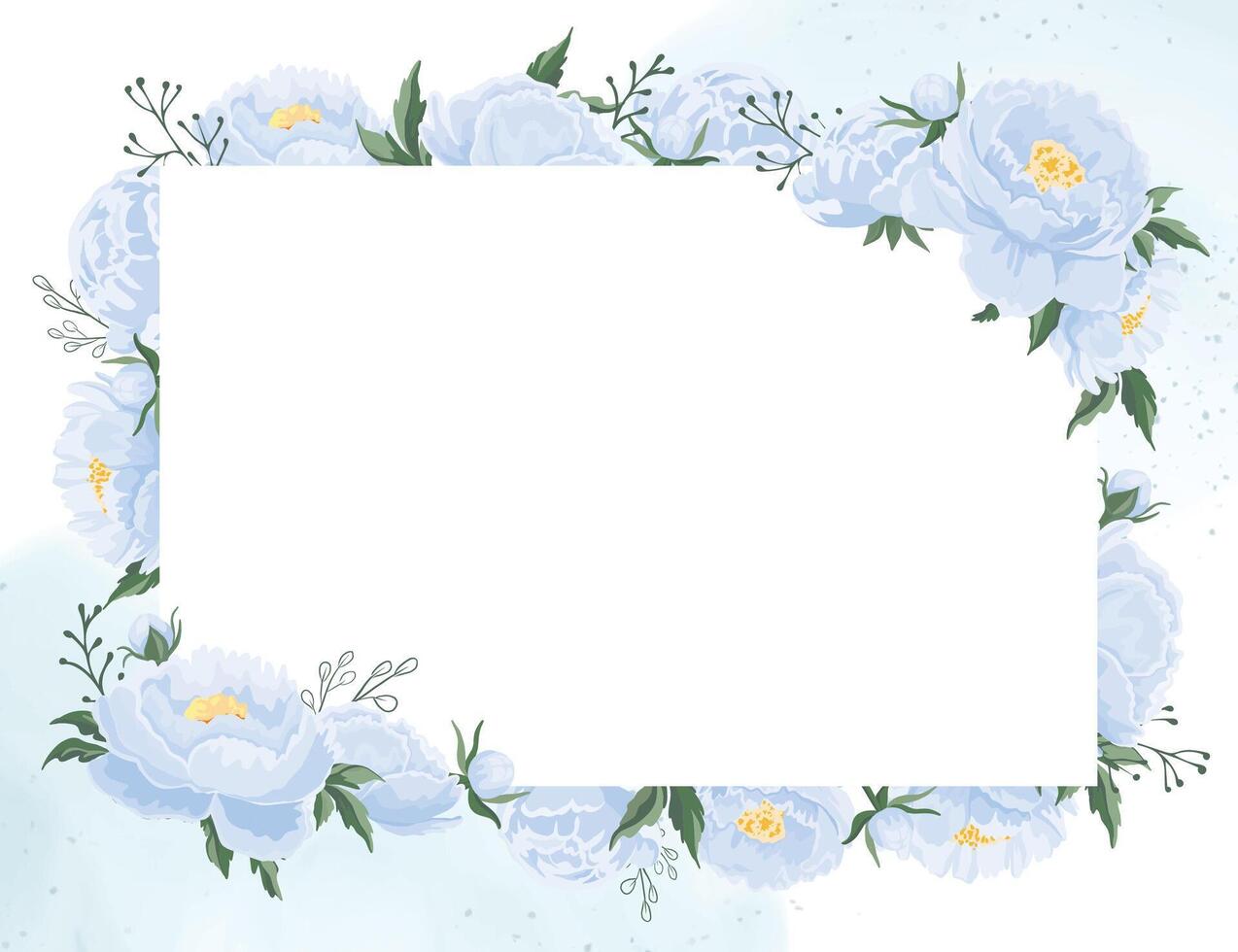 Blue floral frame with empty space vector