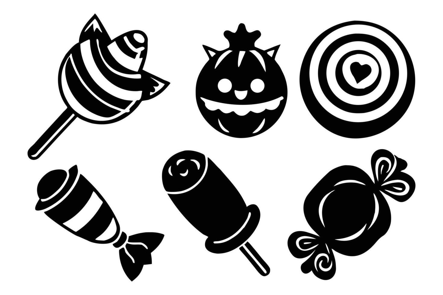 Spooky Cute Halloween Candy Silhouettes A Collection of Darkly Delightful Treats - Professional digital artwork with vibrant colors and detailed composition vector
