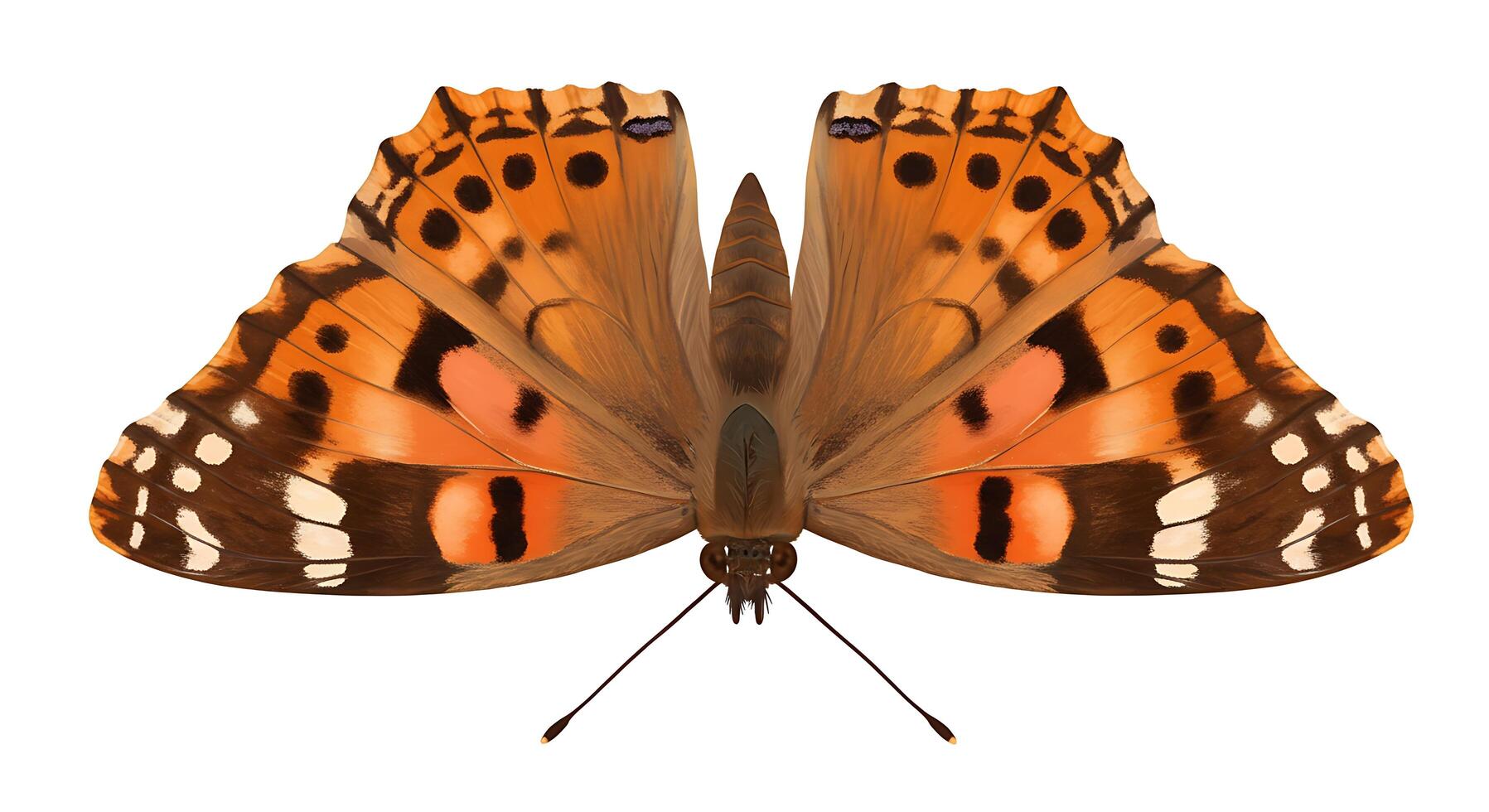 A butterfly with orange and black spots on its wings photo