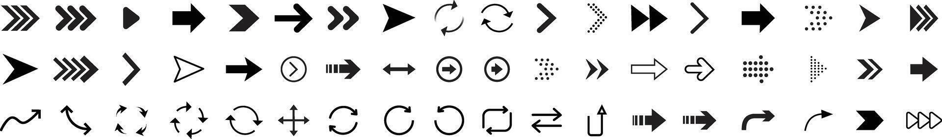Arrows collection. Big set of Arrows Icons, isolated on white background. For web design, use arrows to indicate various shapes in a contemporary, flat style. vector