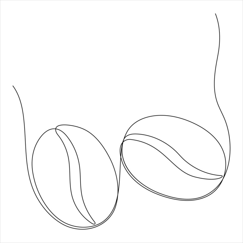 Continuous single line art drawing of Coffee Beans minimalist illustration vector