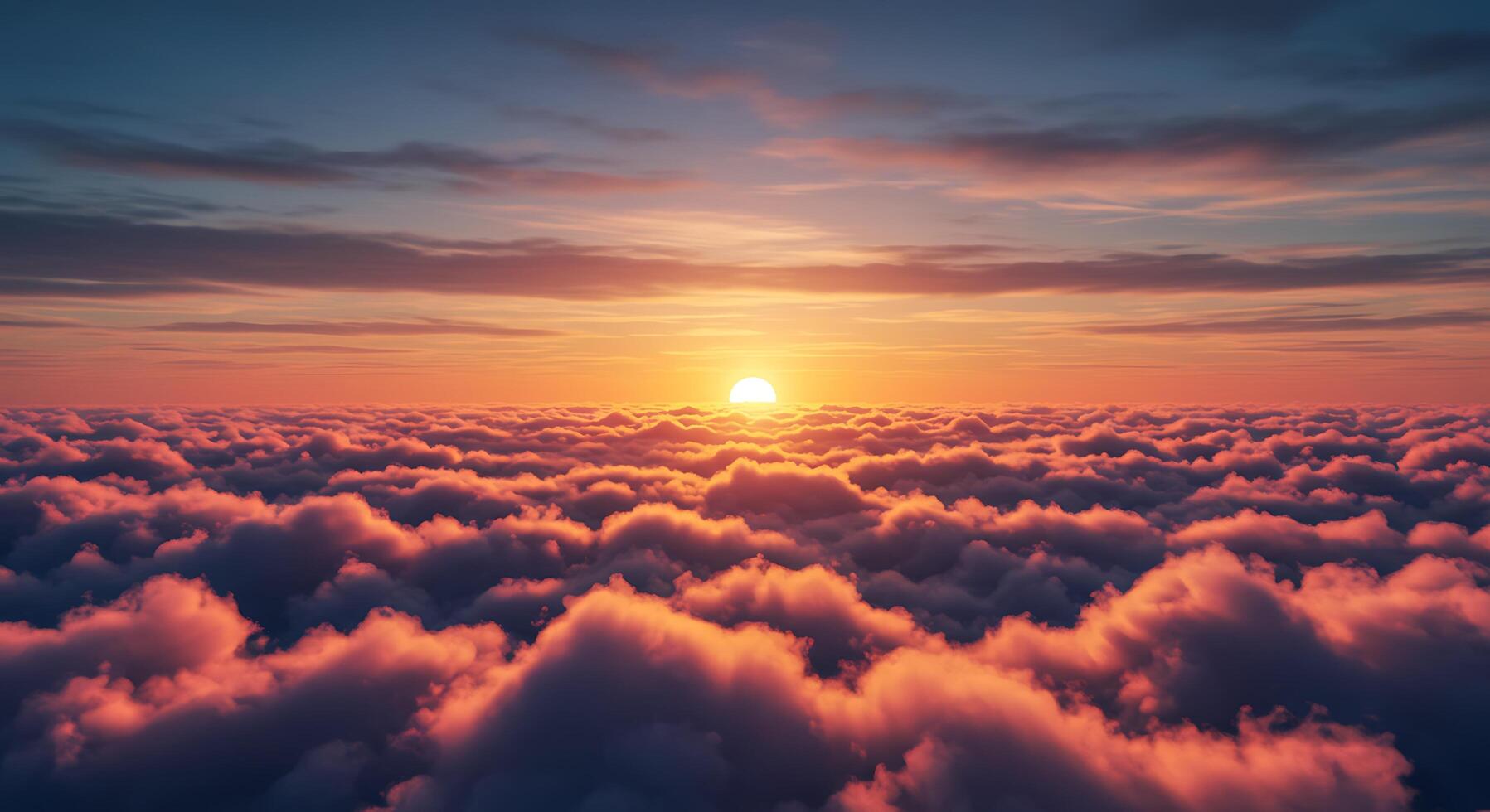 The sun is setting over the clouds in this image photo