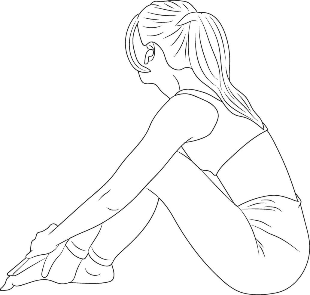 Pilates exercise pose, yoga and pilates exercise, Woman outline illustration. vector