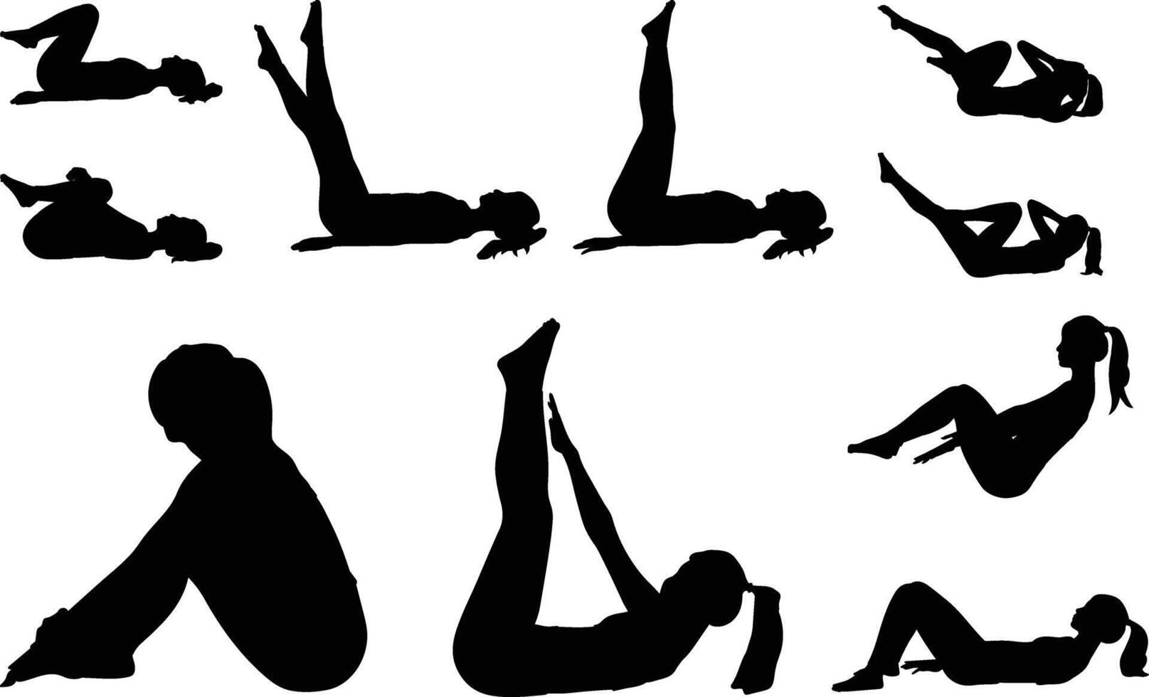 Pilates exercise pose, yoga and pilates exercise, Woman silhouette illustration. vector