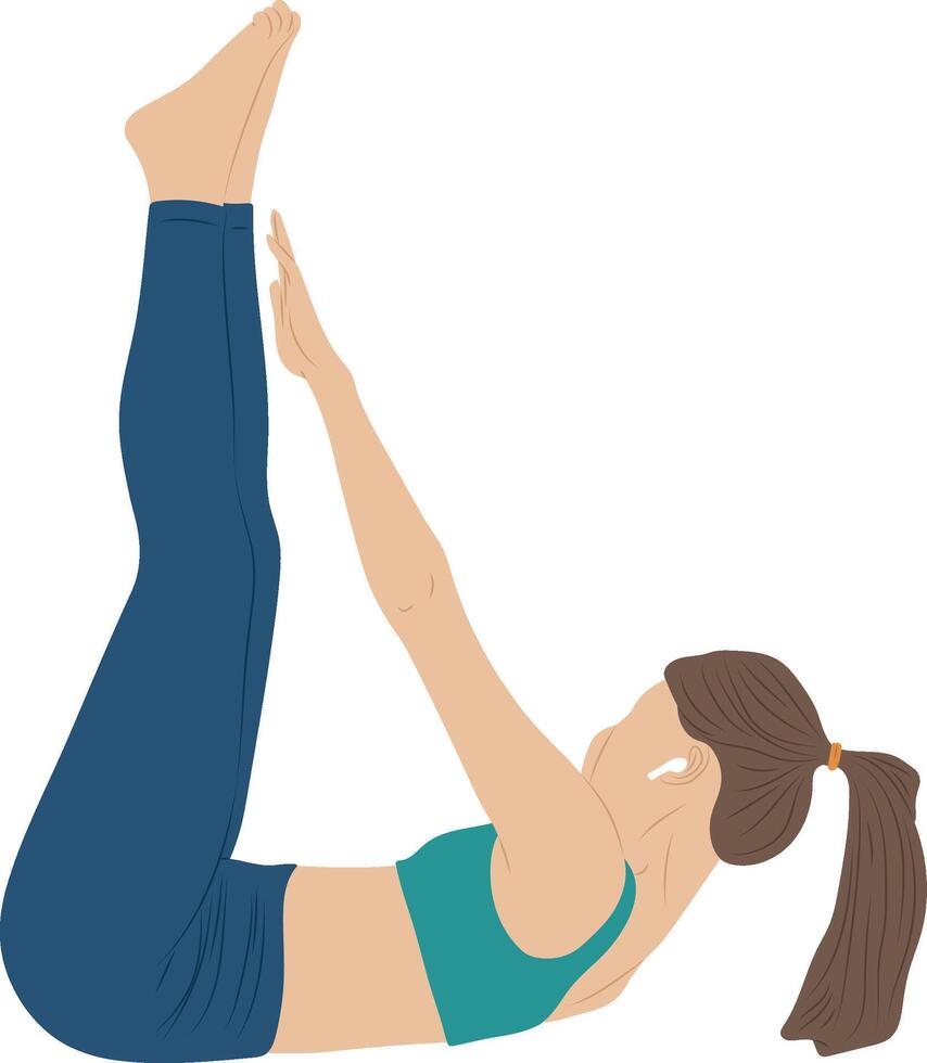 Pilates teaser pose, yoga and pilates exercise, Woman illustration. vector
