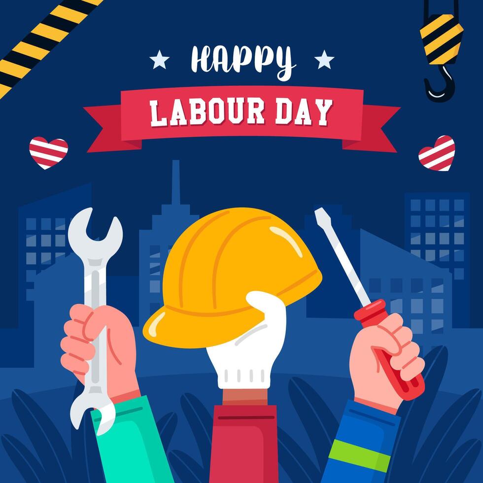 Happy Labour Day illustration with tools vector