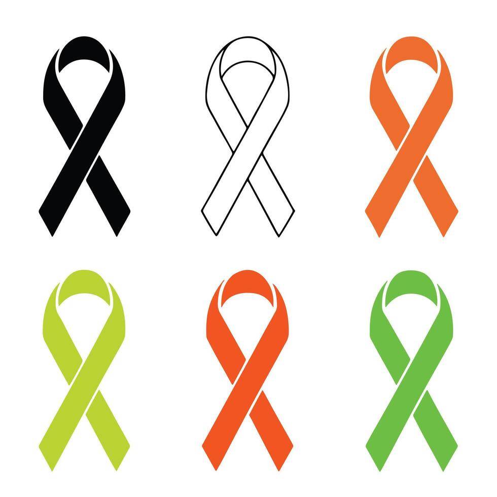 awareness ribbon icon set vector