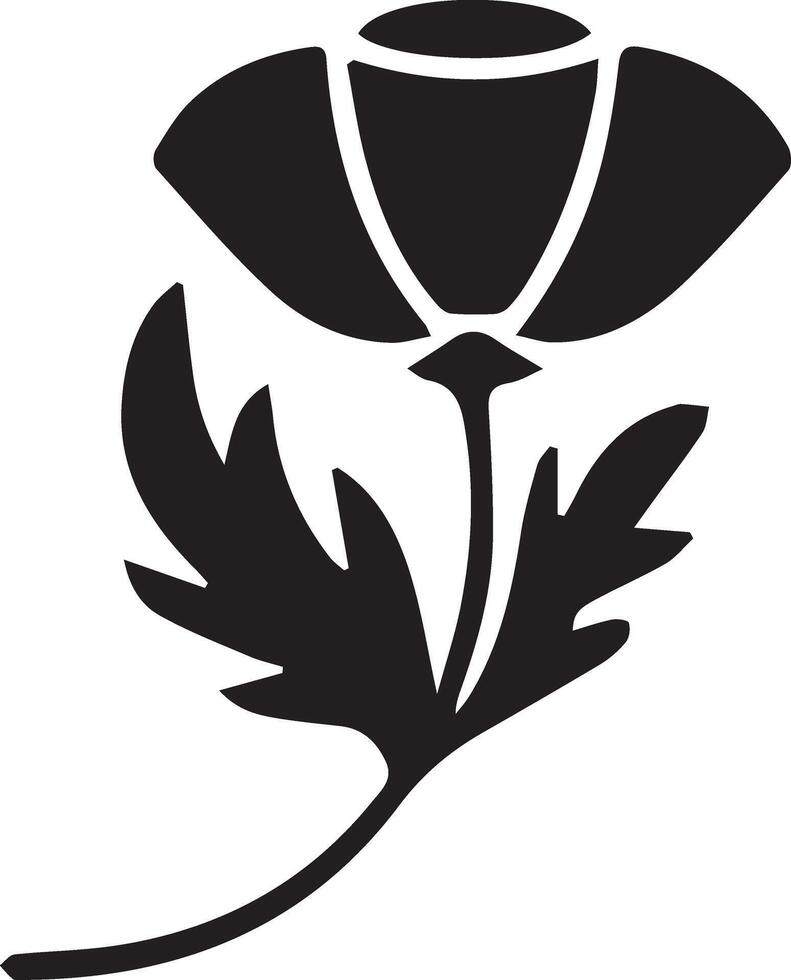Elegant silhouette of a stylized poppy flower, ideal for adding a touch of nature to design projects on a black backdrop. vector
