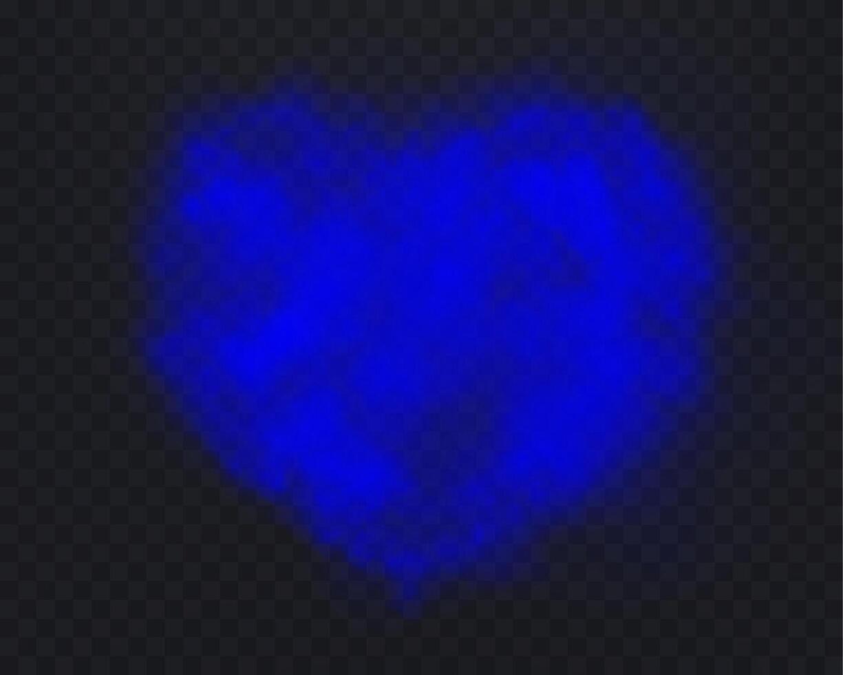 Realistic blue smoke heart or haze on a dark background. Magic fog, vapor. illustration. vector