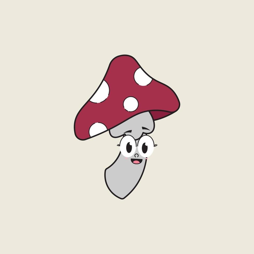 red mushroom cartoon mascot vintage illustration vector