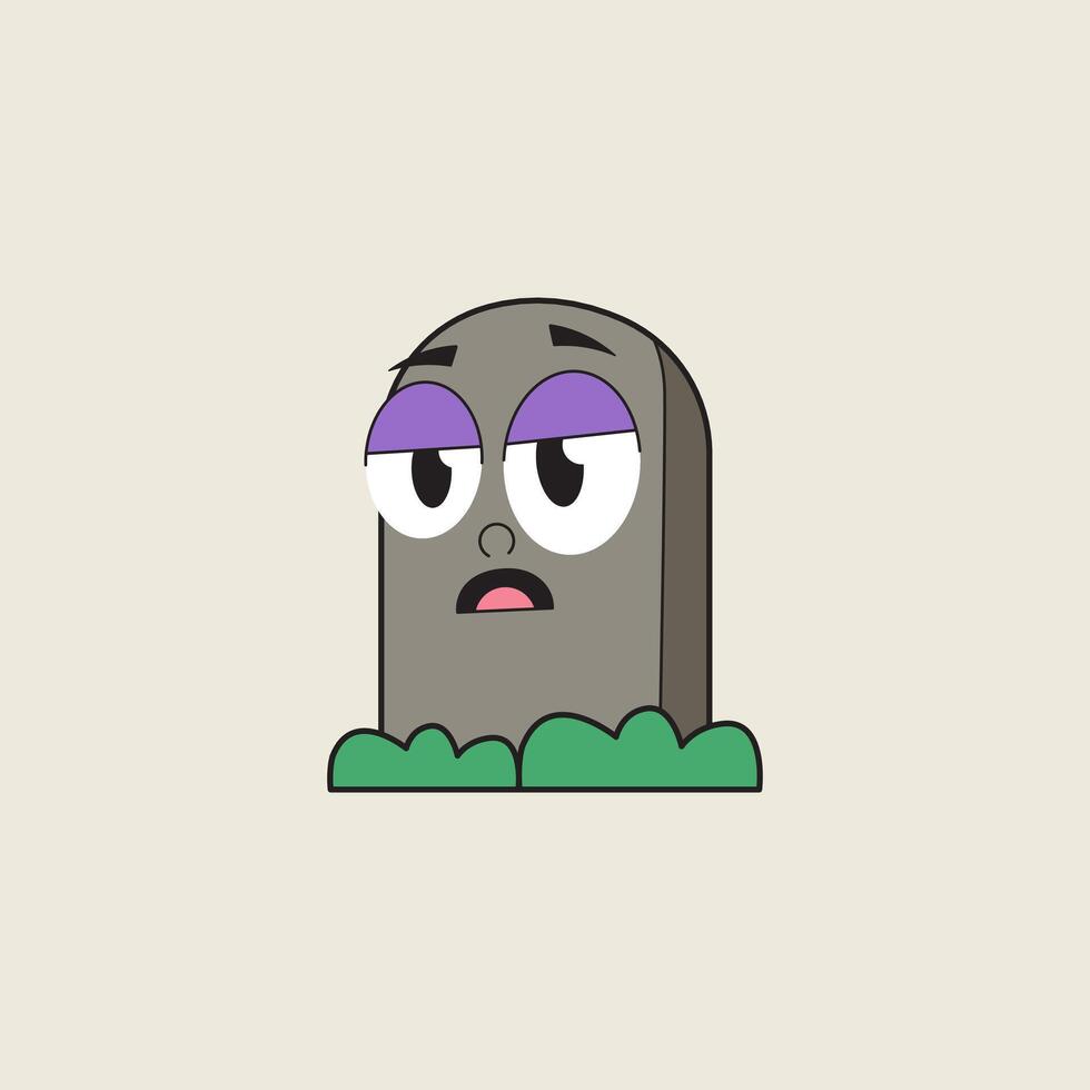 boring tombstone cartoon mascot vintage illustration vector
