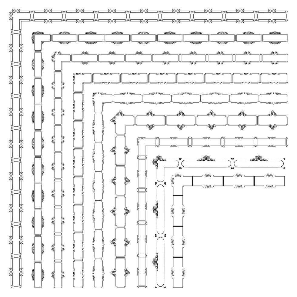 Art Deco Frame Border Bundle. vector