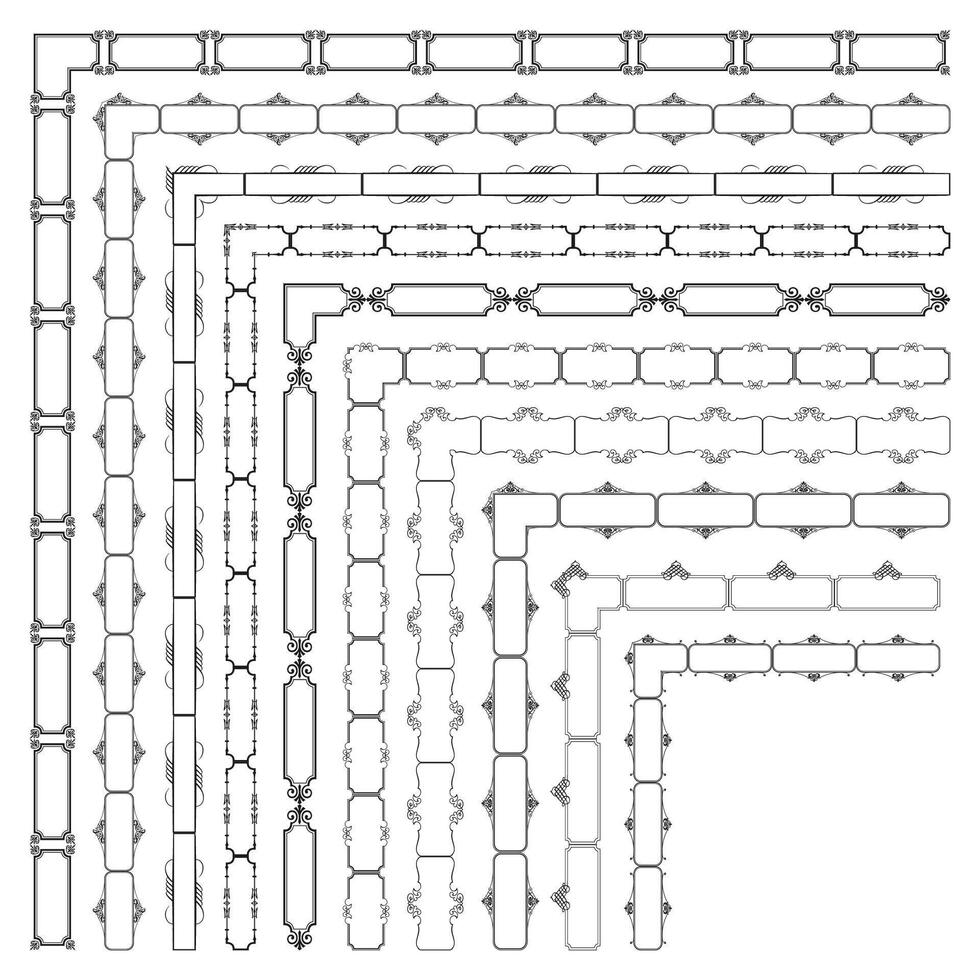 Flourish Frame Border Decoration Set vector