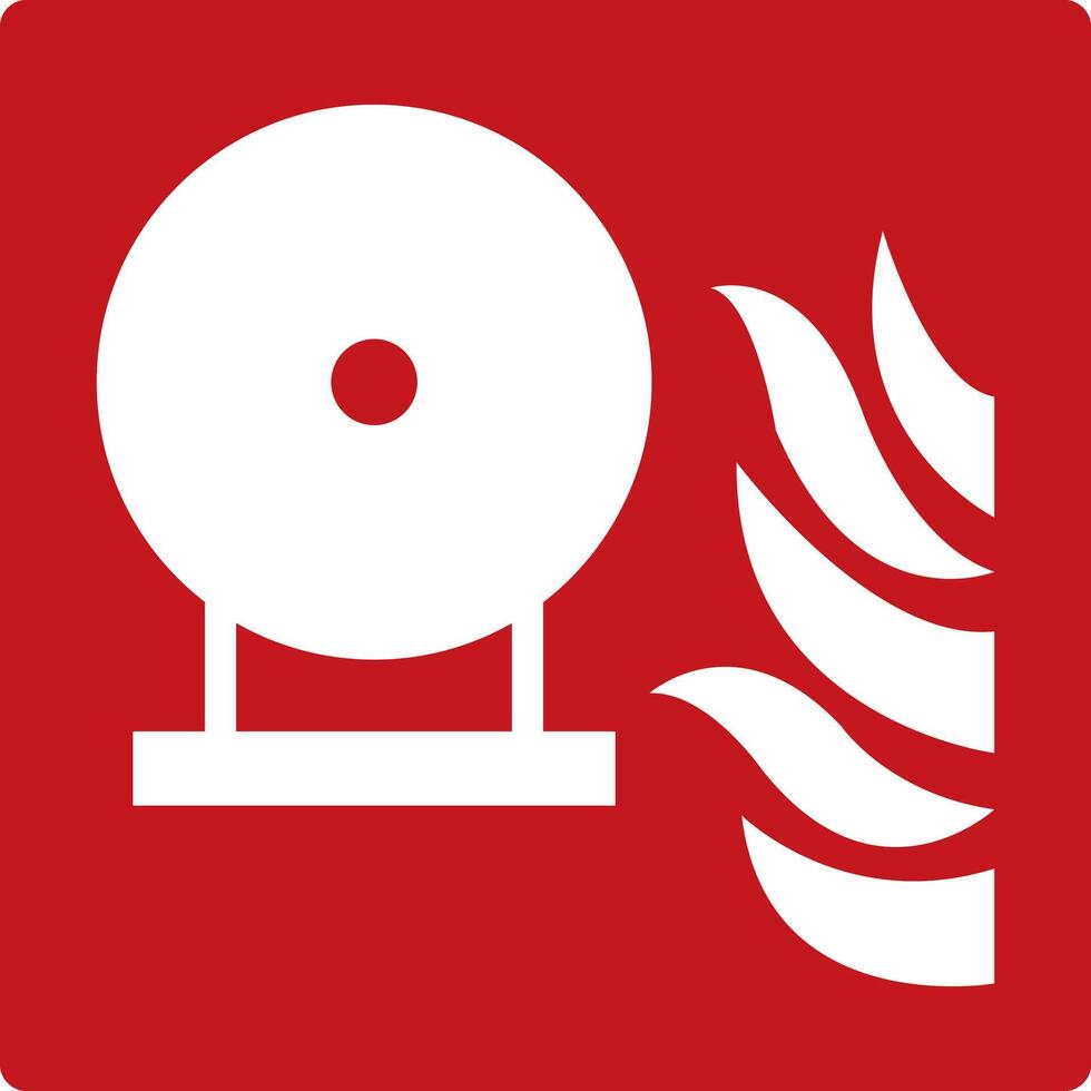 Stationary fire extinguishing system module. Red fire sign. Fire fighting equipment sign. Indication of the location of a module containing an extinguishing agent for automatic fire extinguishing. vector