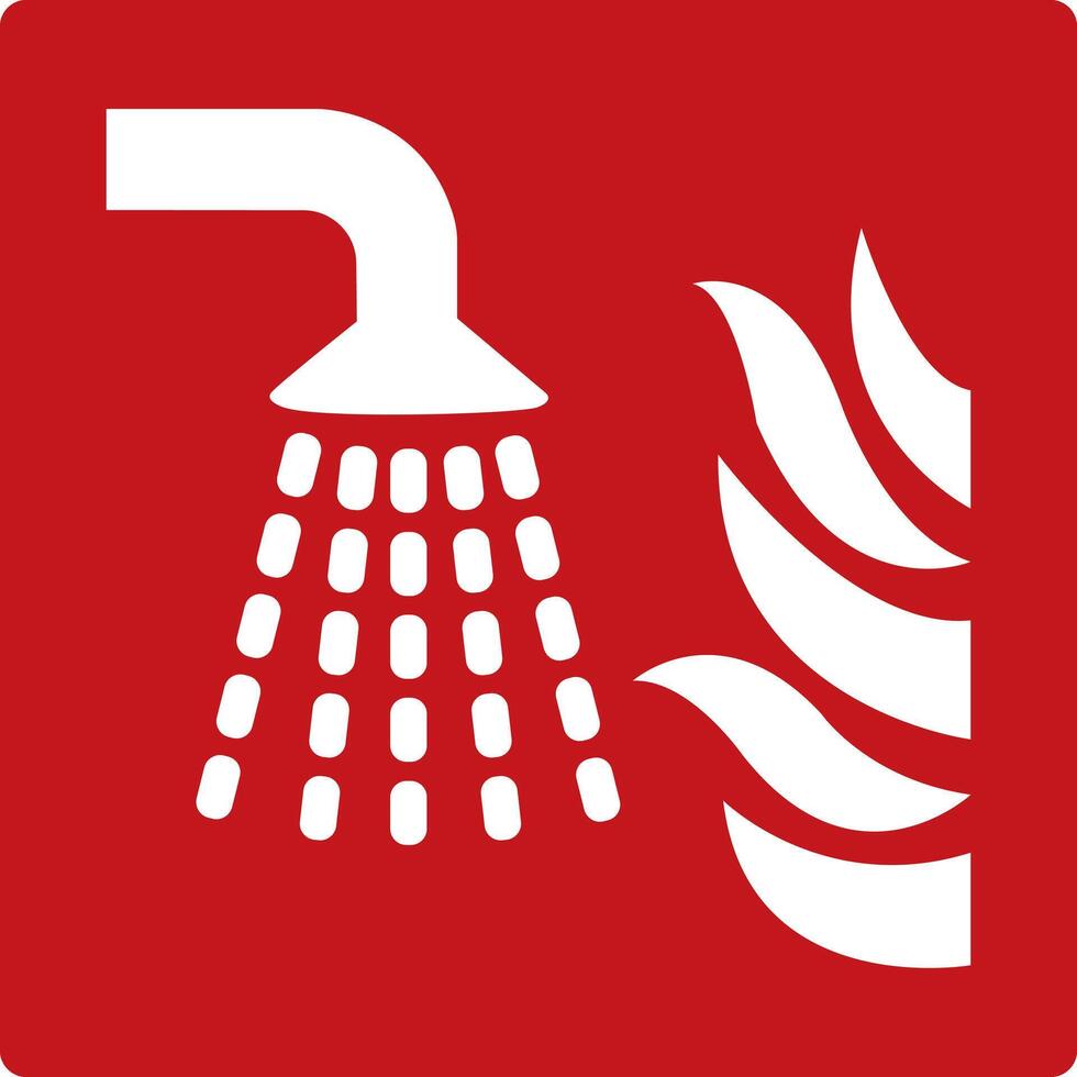 Water spray device. Red sign. Fire fighting equipment sign. Area or location of a device that sprays water in the form of droplets or a fine mist when the fire alarm is triggered. Sprinkler. vector