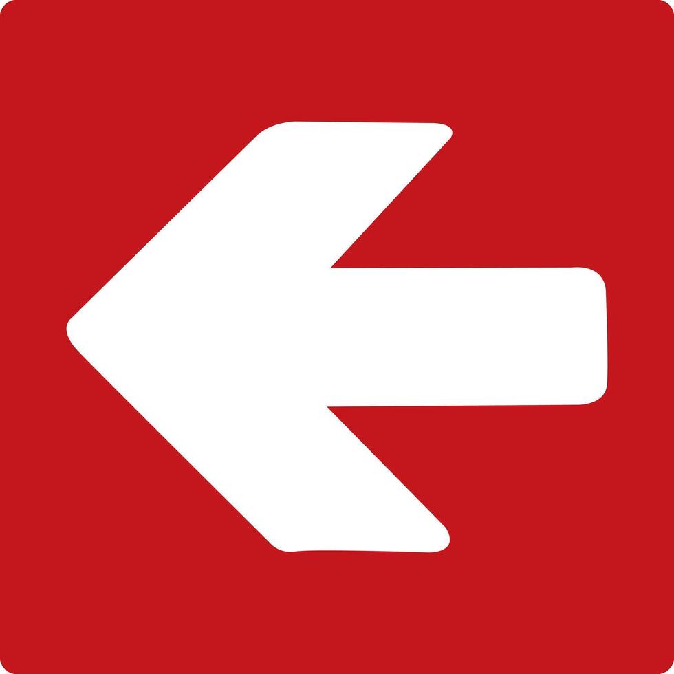 Left arrow. Red fire sign. Arrow pointing left. Direction of movement to the exit or shelter in case of fire or smoke. Movement left to a safe area. Fire exit. vector
