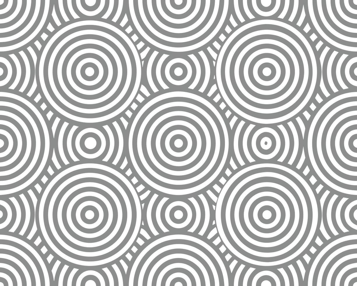 Abstract gray and white seamless pattern featuring concentric circles for modern backgrounds vector