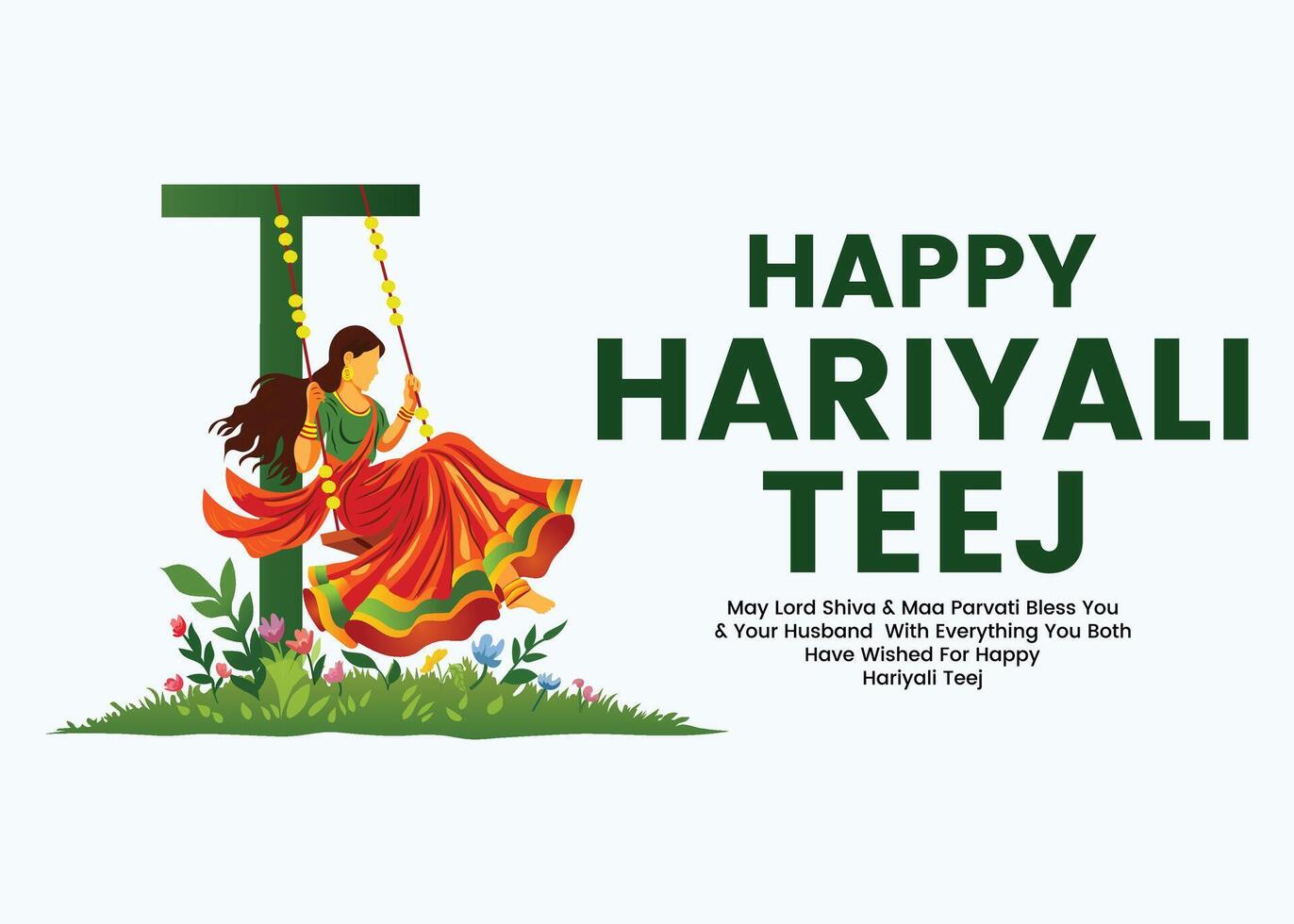 Happy Hariyali Teej celebration illustration vector