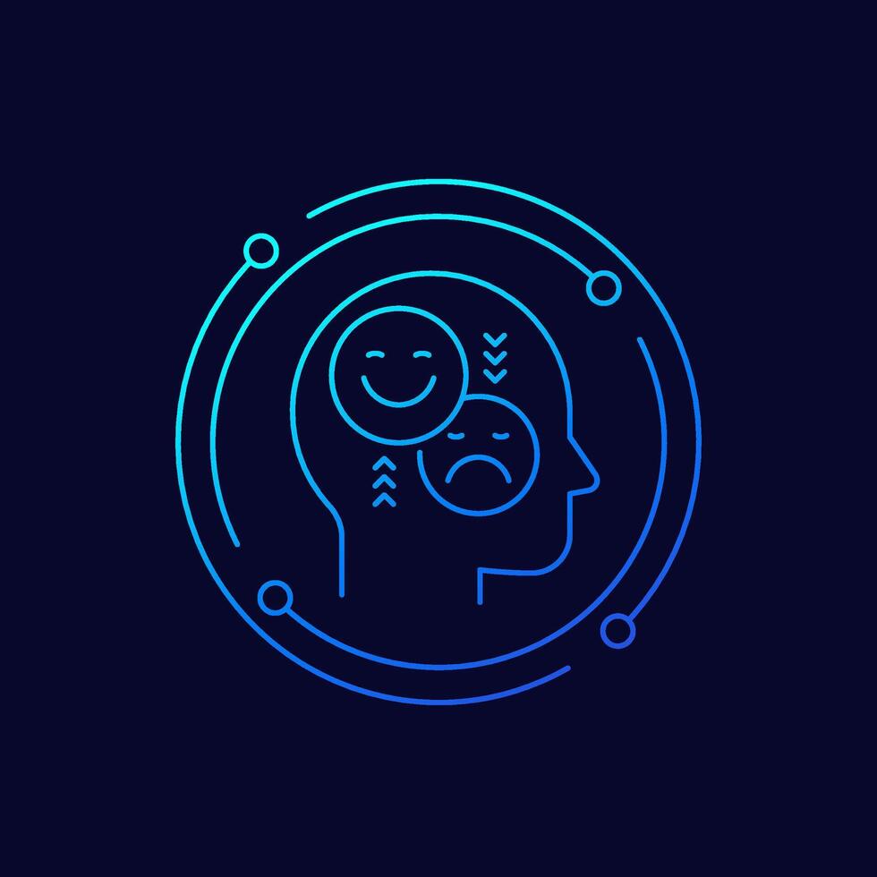 emotional intelligence icon, linear design vector