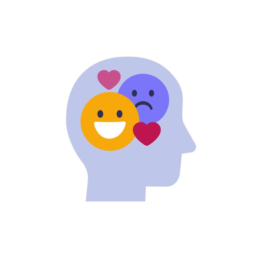 emotional intelligence icon with a head vector