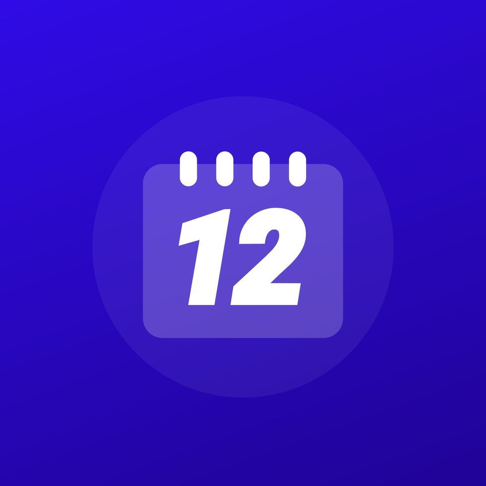 12 month icon with a calendar, design for apps vector