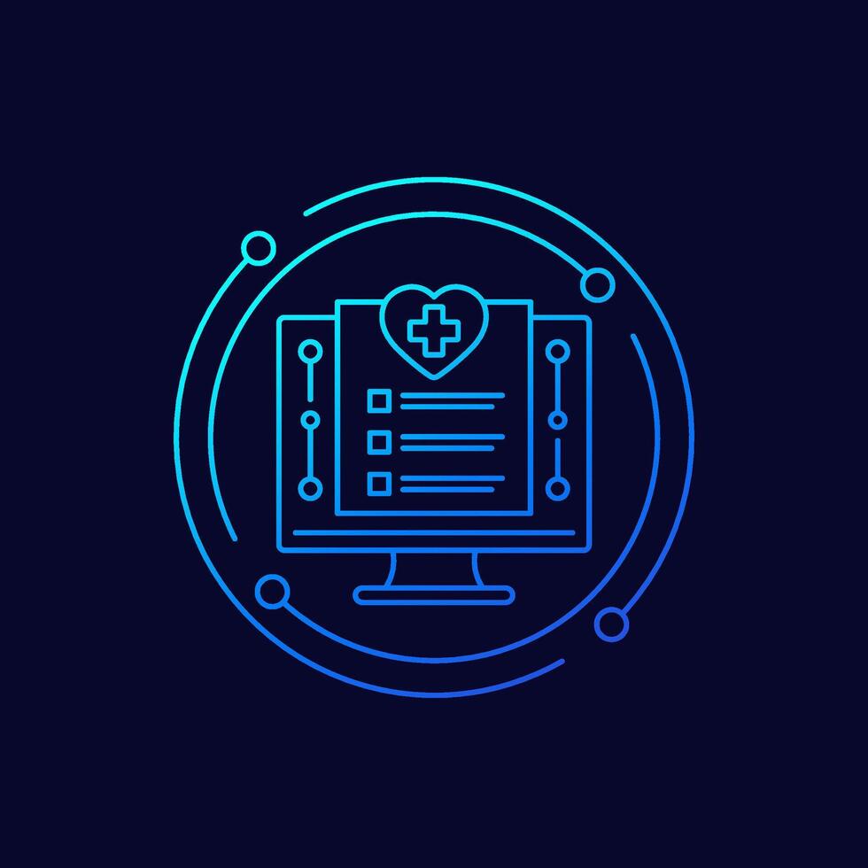 online medical test icon, linear design vector