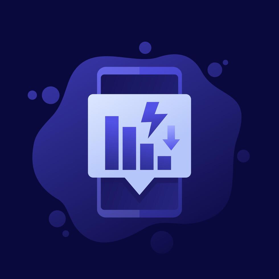power consumption reduction icon with a phone, design vector