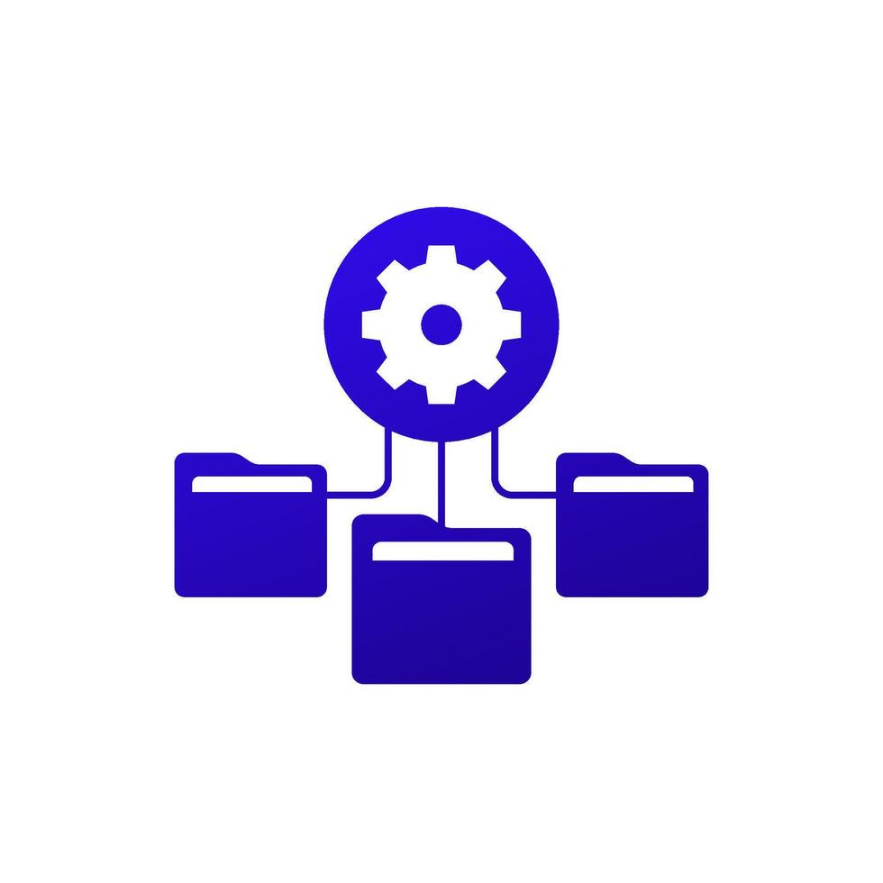 process data icon with file folders vector