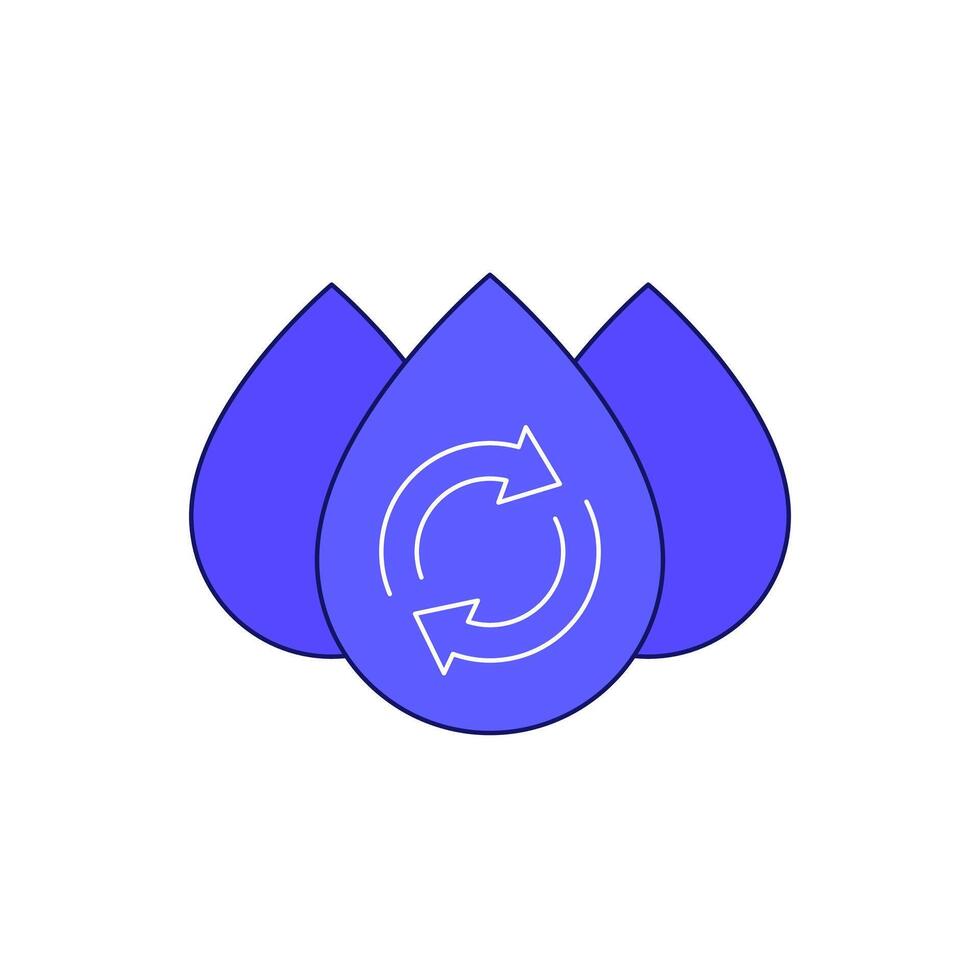 reuse water icon with outline, vector