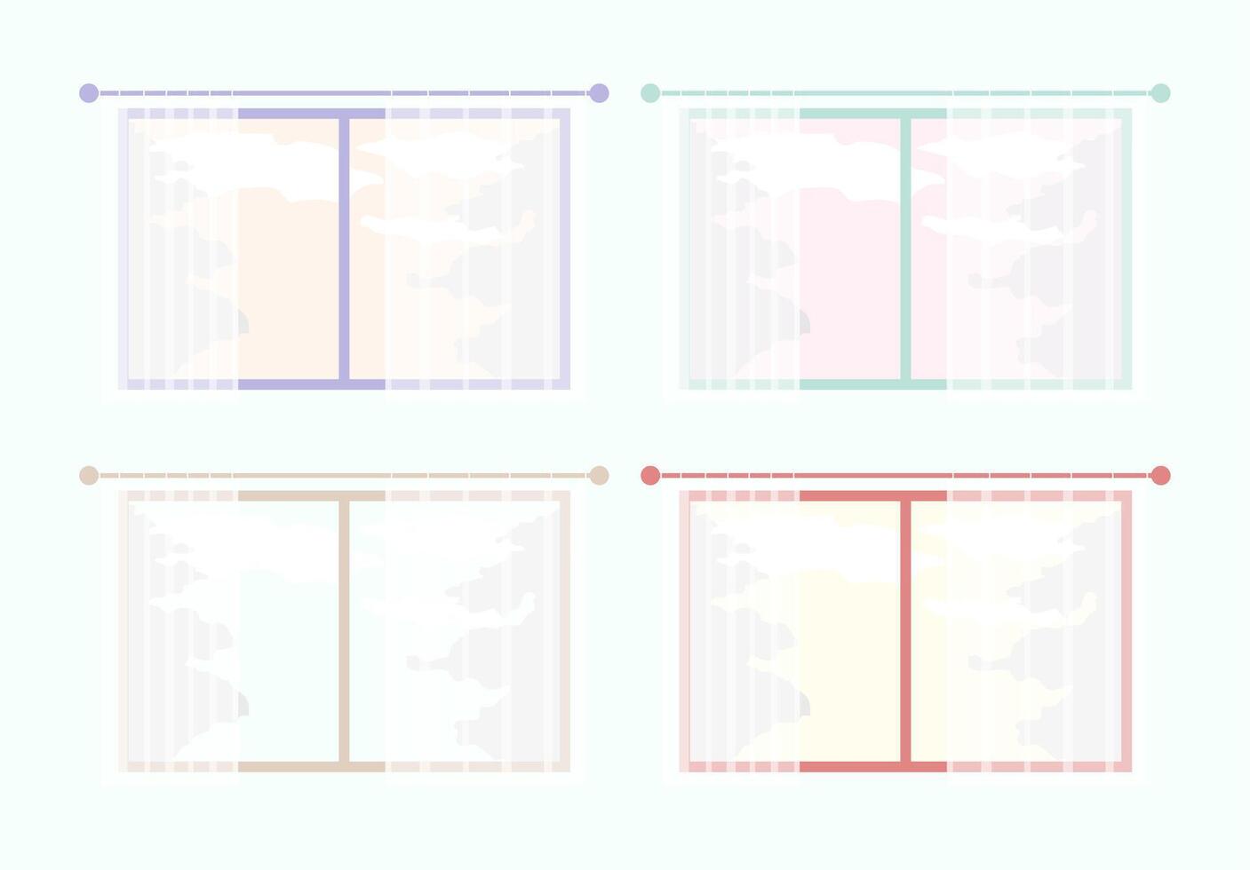 Cartoon Color Different Types Window in Living Room Set. vector