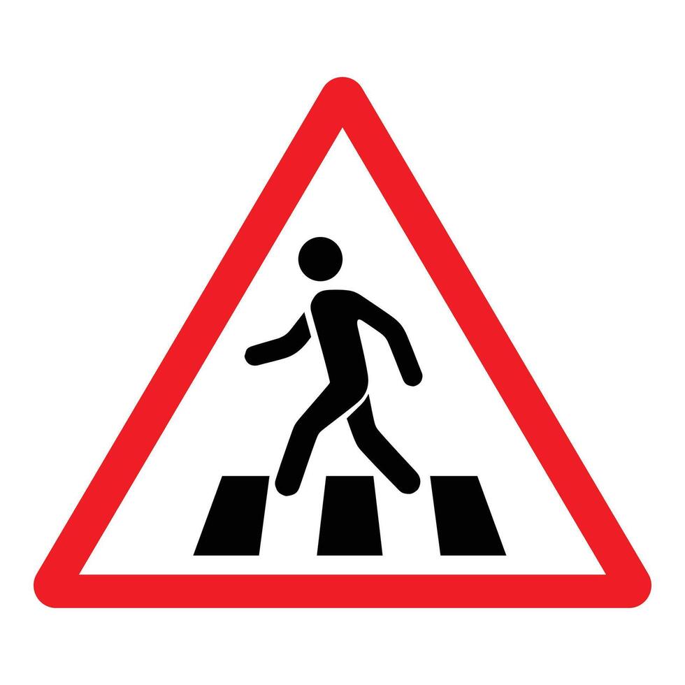 zebra crossing sign flat icon vector