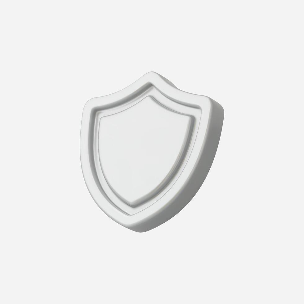 A minimalistic white shield icon representing security and protection. vector