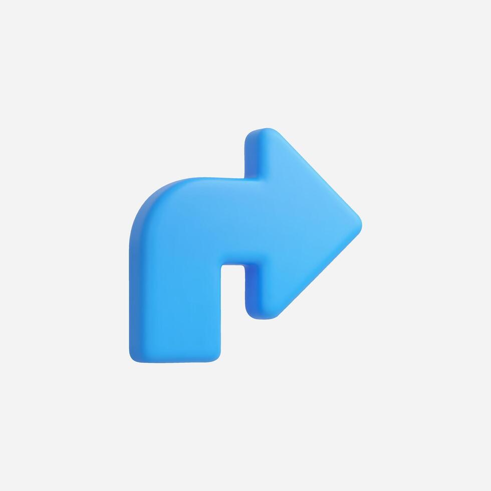 A vibrant blue 3D arrow sign directing rightward in a modern style. vector
