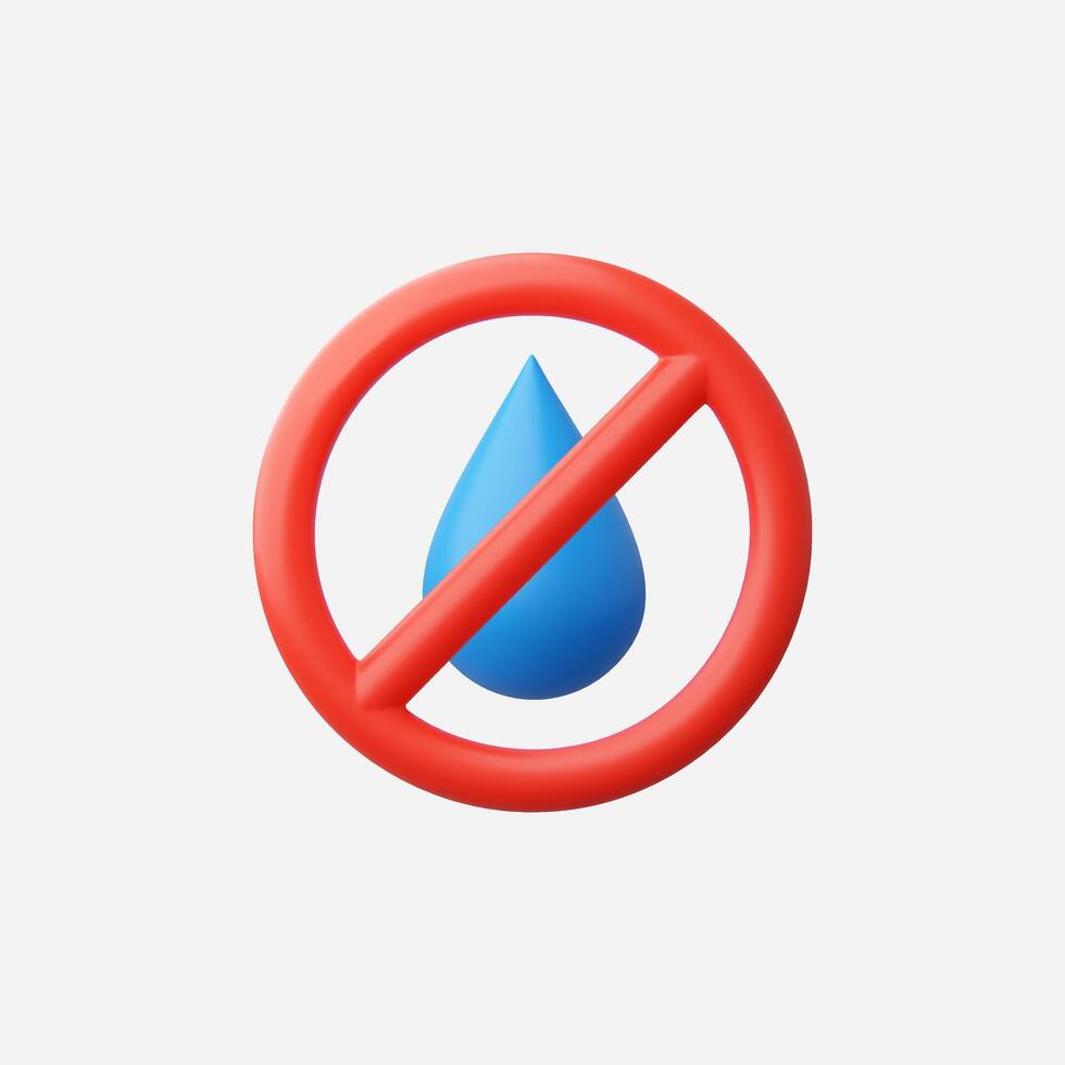 A prohibition symbol against water use represented by a blue droplet. vector