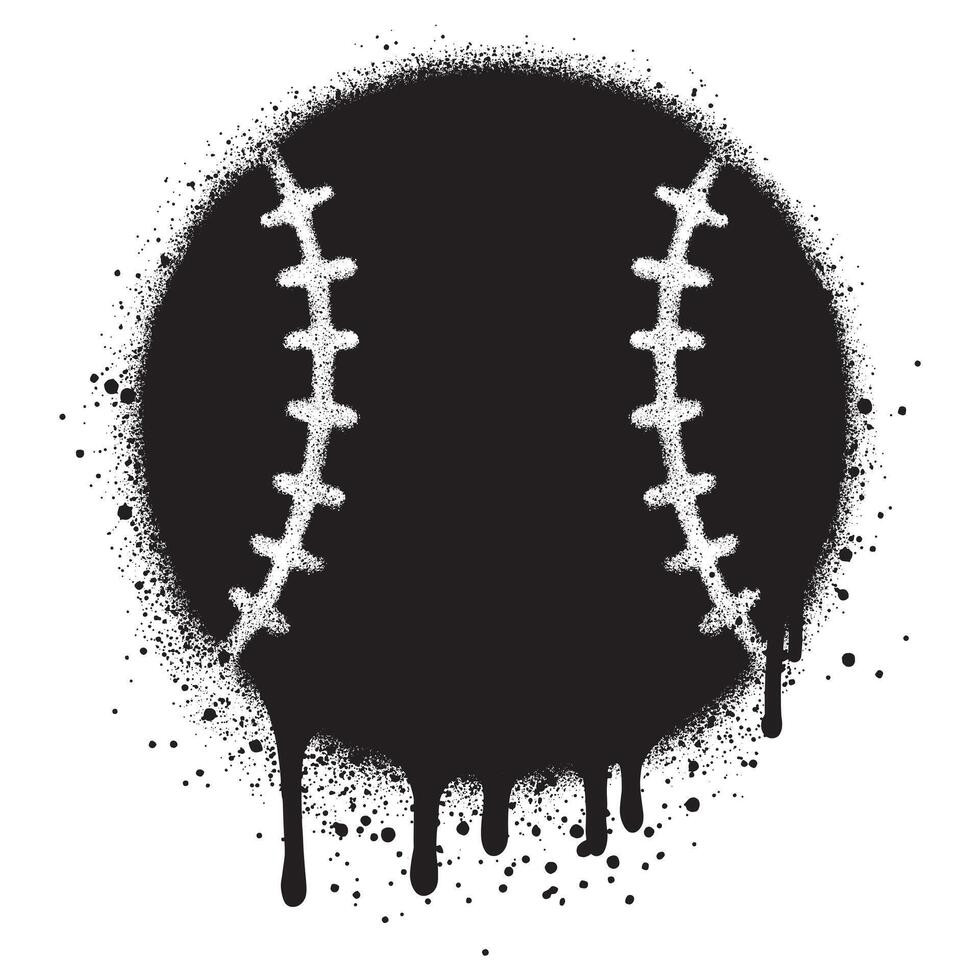 Baseball icon in graffiti style with black spray paint vector