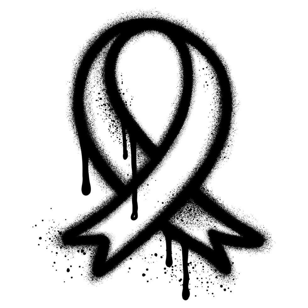 Ribbon icon graffiti with black spray paint. EPS 10 vector