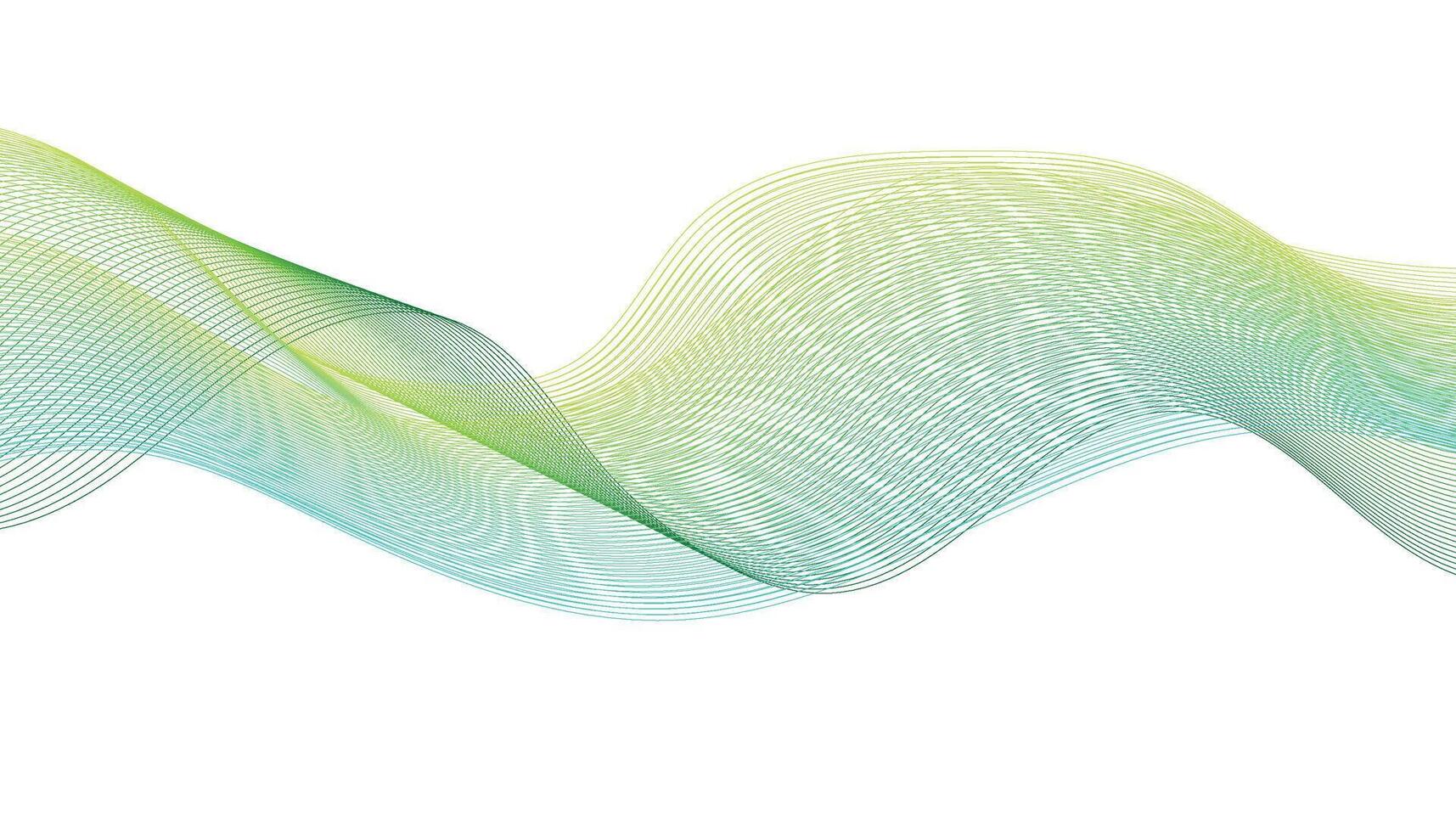 Green and Cyan Abstract Wave Lines on White Background vector