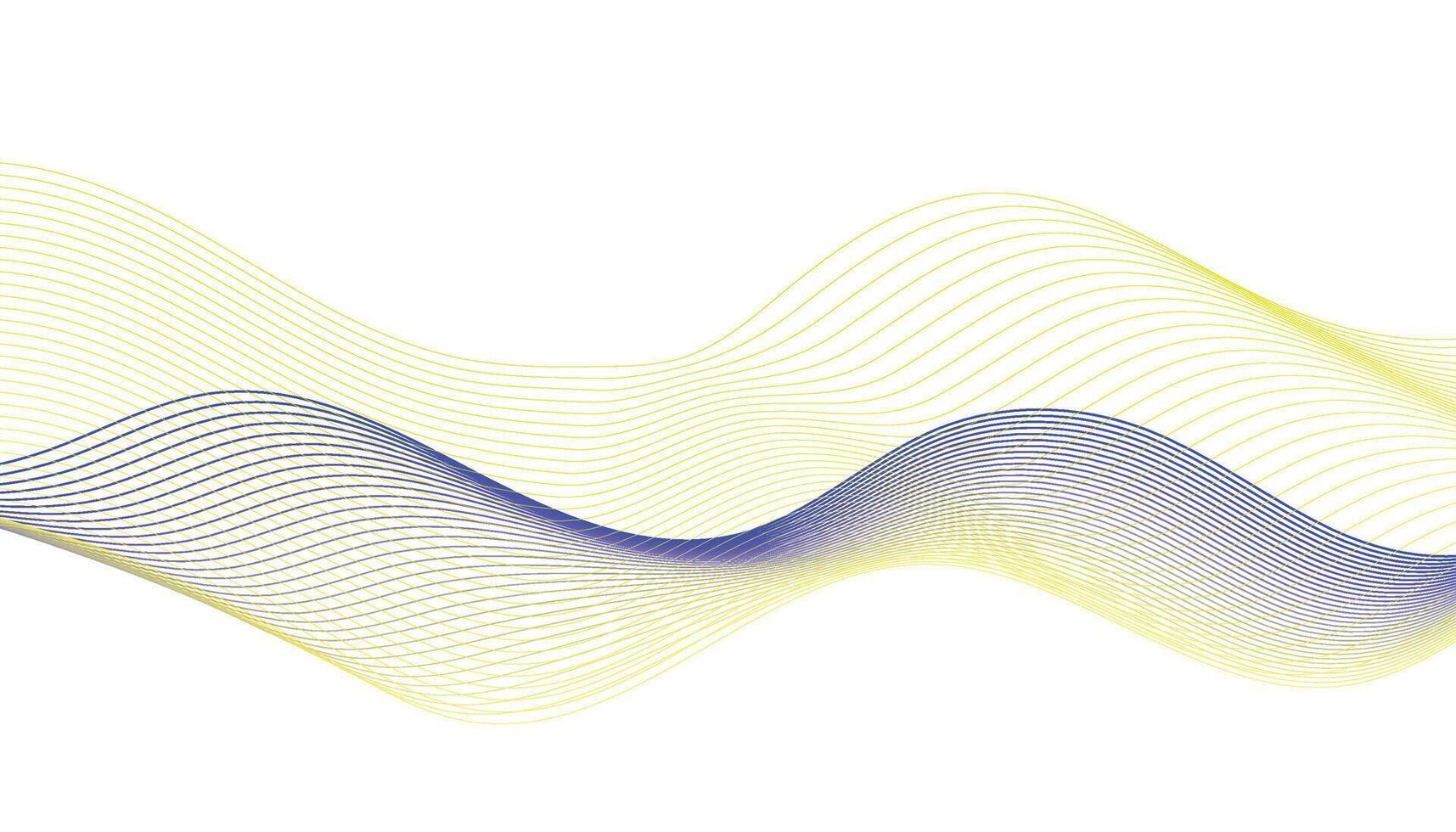 Blue and Yellow Abstract Wave Background. Smooth Gradient Lines on White vector