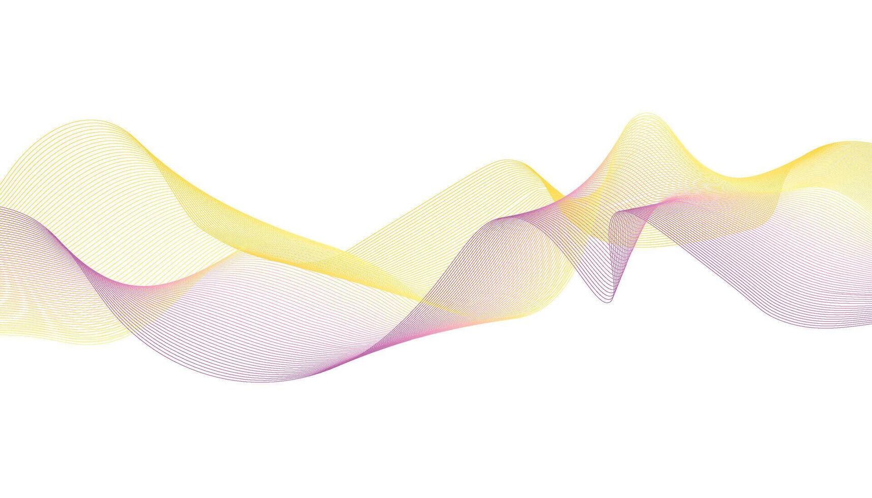 Yellow and Pink Abstract Wave Background, Smooth Gradient Lines on White vector