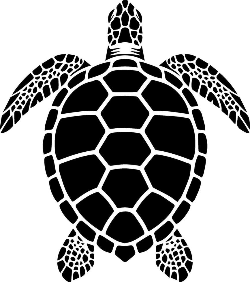 Stylized black silhouette of a sea turtle with detailed shell pattern vector