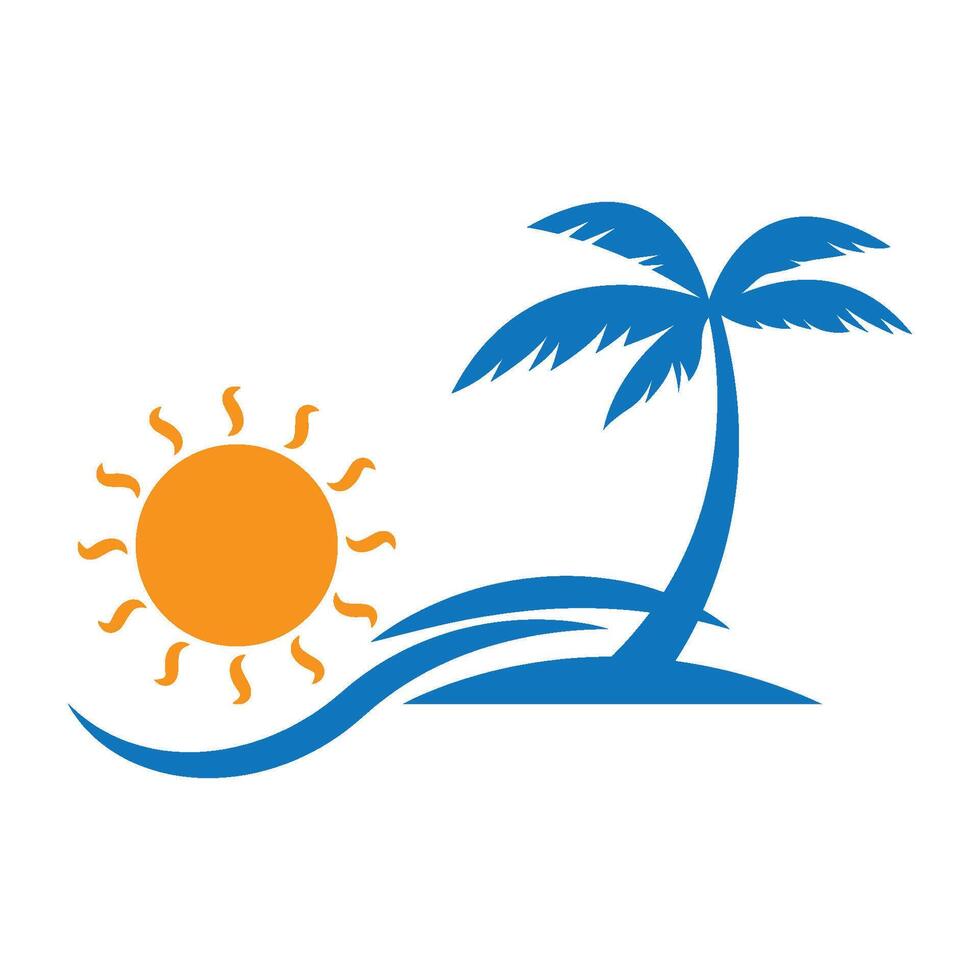 The sun and palm tree logo vector