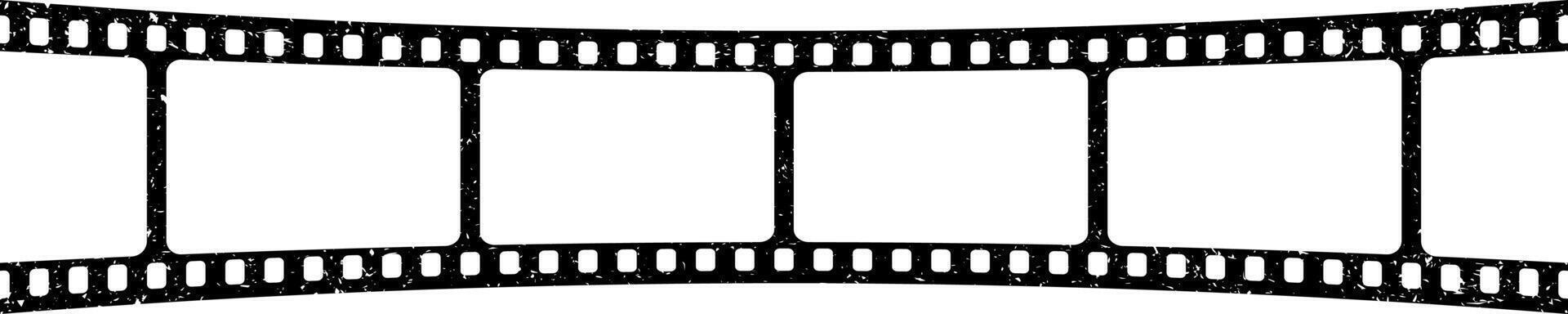 Retro curved film strip. Old grunge cinema movie strip. Analog recording equipment. illustration vector