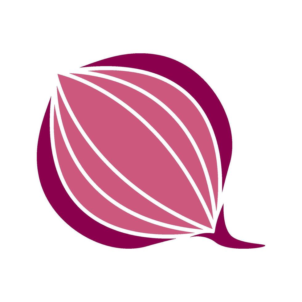 An onion logo with a purple background vector