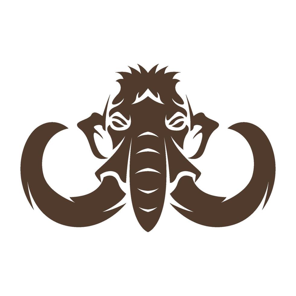 The head of a mammoth is shown in a brown and white color vector
