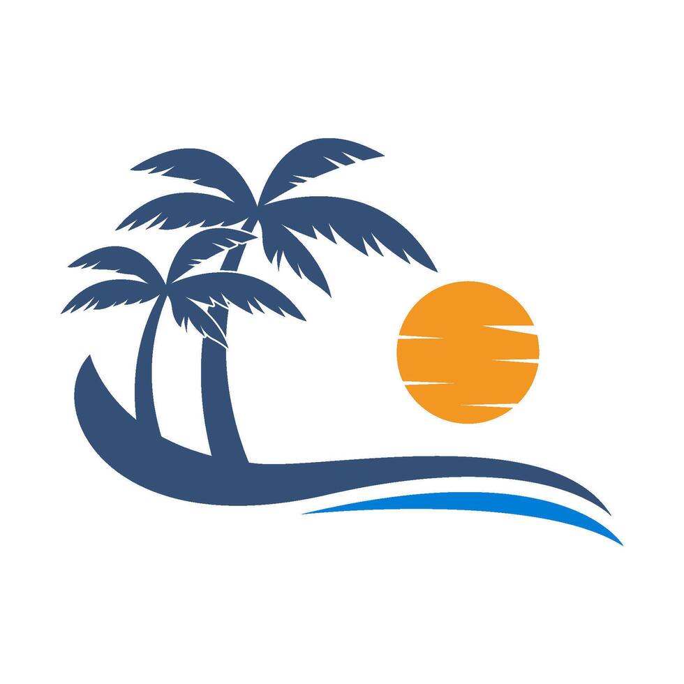 Tropical beach palm tree logo vector