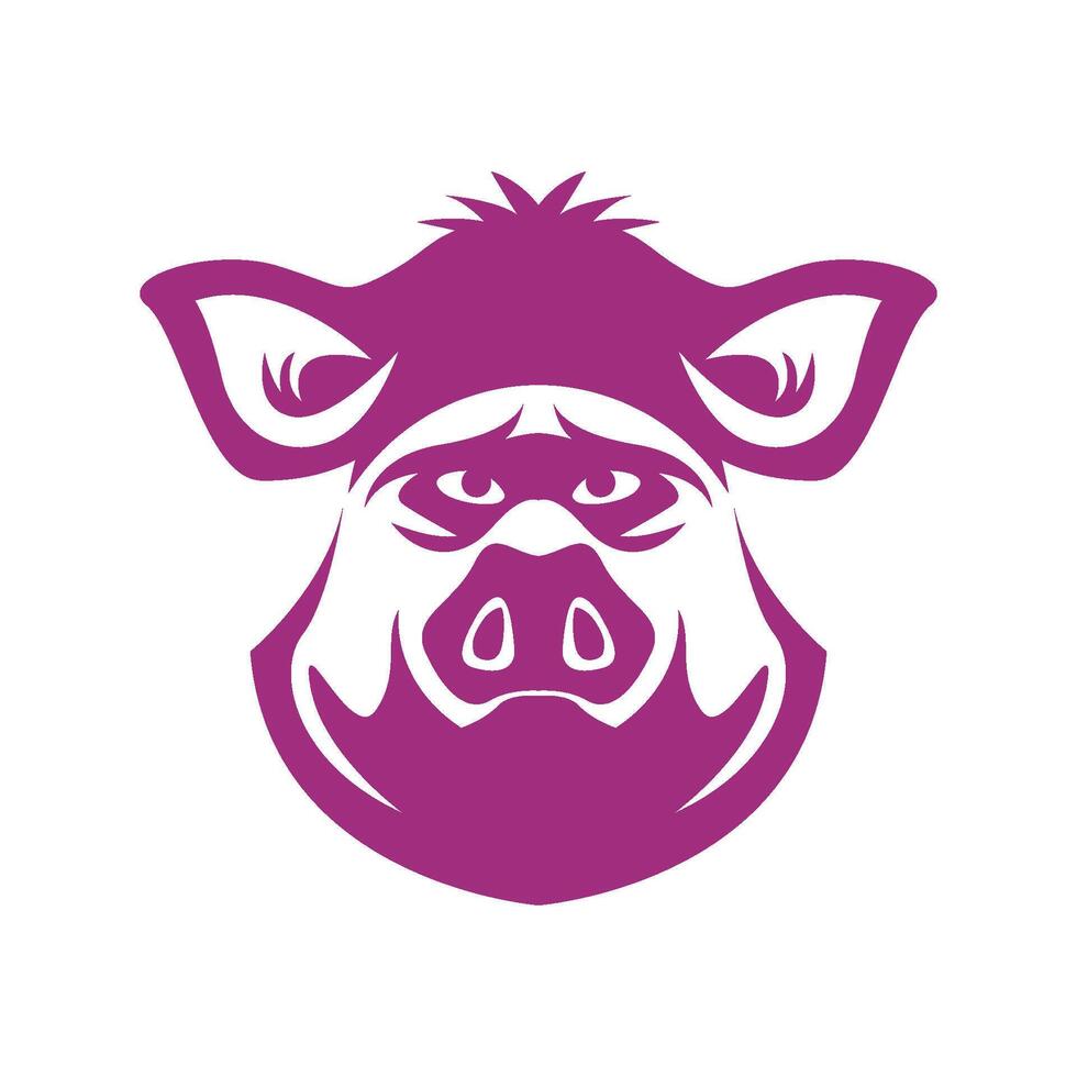 A purple pig head with a big nose vector
