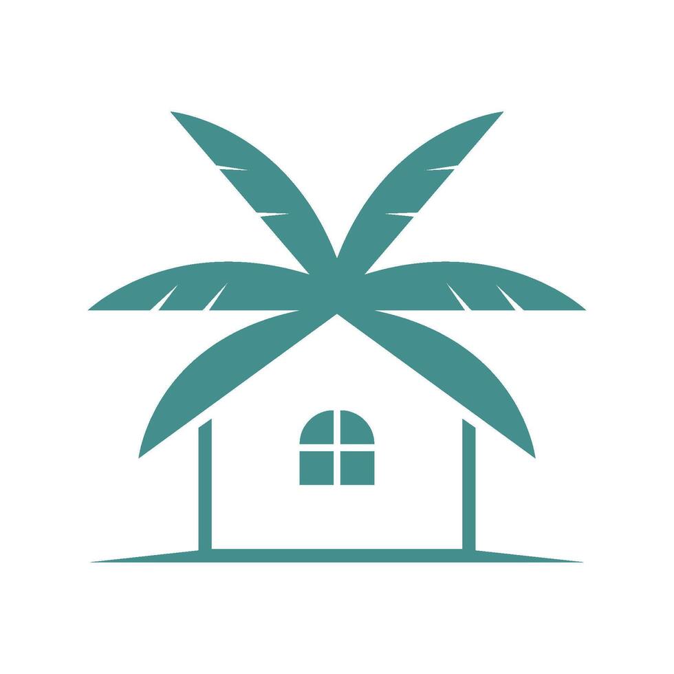 A house with palm trees on the roof and a window vector