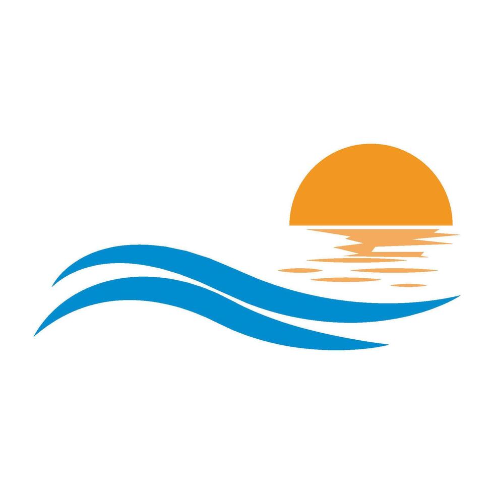 The sun and waves are shown in this logo vector