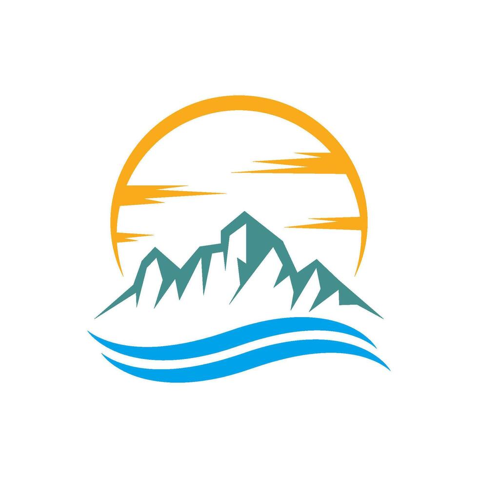 Mountains and water logo design vector